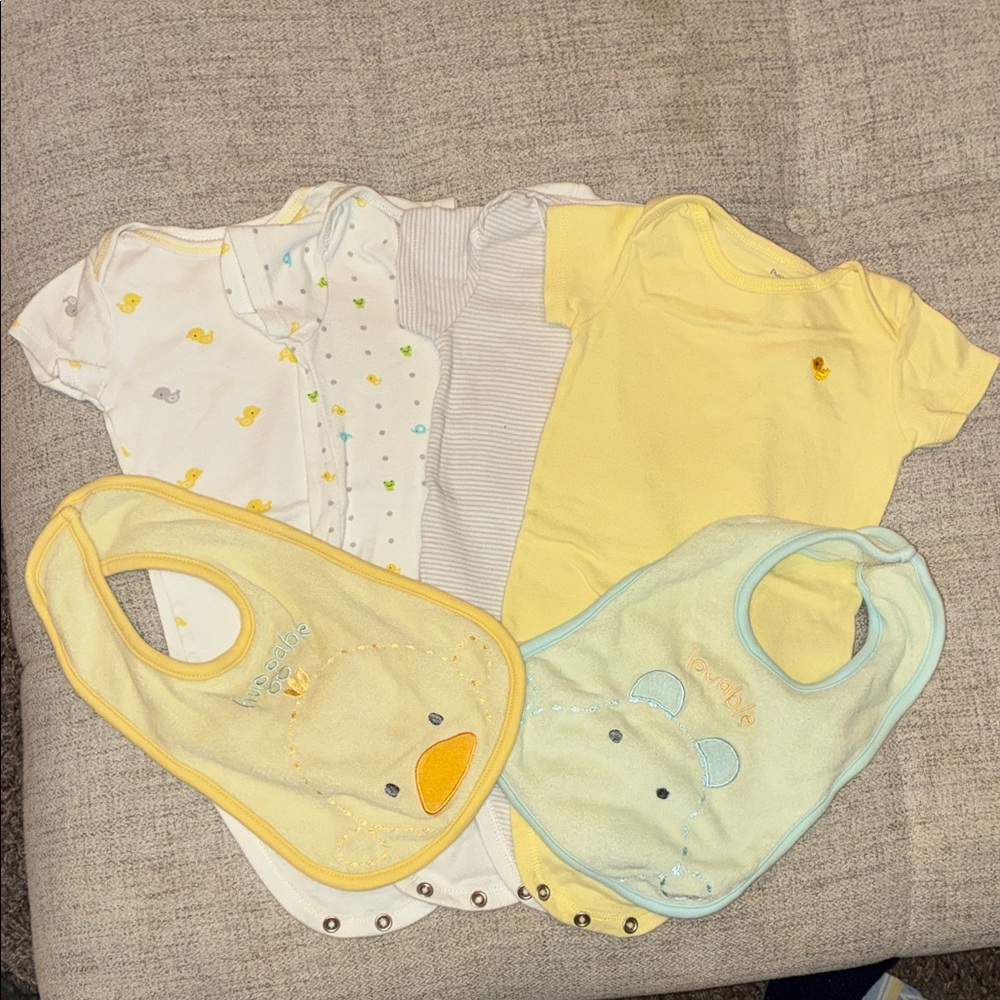 Carter's Yellow and Blue Baby Onesie & Bib Set